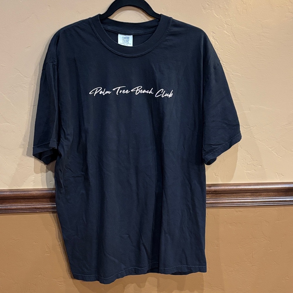 Comfort Colors Palm Tree Beach Club Navy Blue Short Sleeve Te